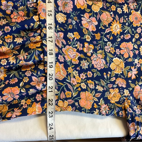 Levi’s Floral Long Sleeve Midi Dress Navy Blue XL Boho Tie Neck - Picture 8 of 11